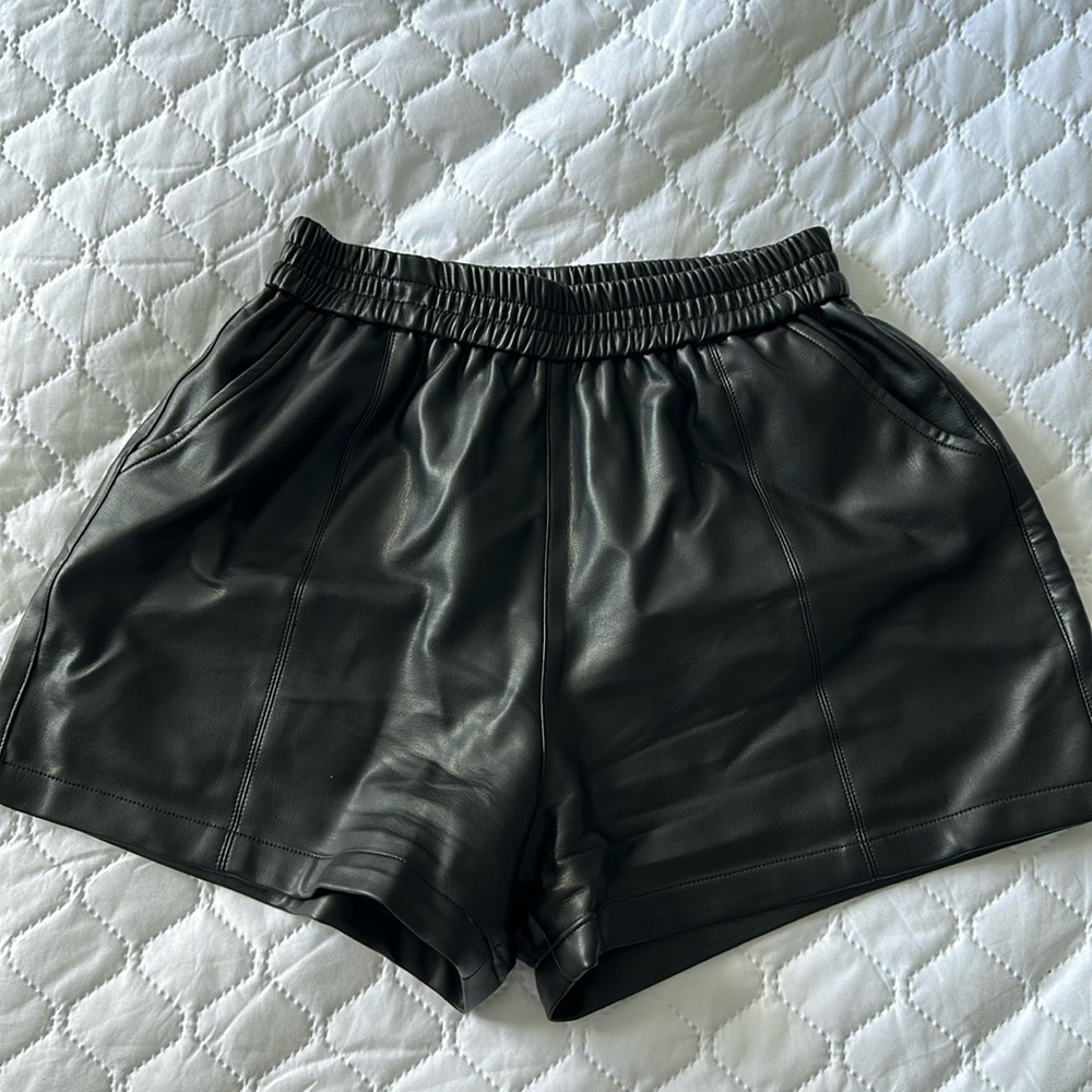 Back Faux Leather Mini Shorts